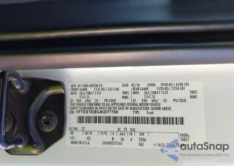 2018 Ford F-150 Xl from USA, damaged, VIN 1FTEX1EB5JKD77768